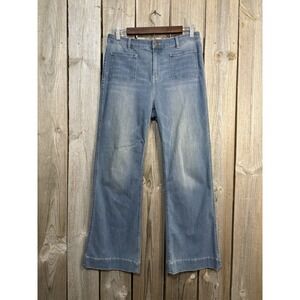 Soft Surroundings Petite Jeans 10P Wide Leg Cropped Stretch Denim Blue Womens